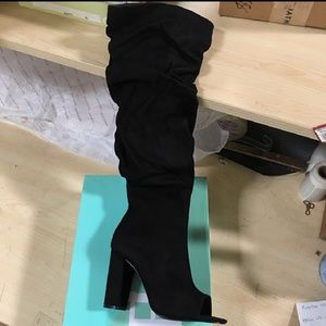 Peep toe high heeled boot